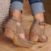 Casual Hollowed Out Patchwork Solid Color Fish Mouth Out Door Wedges Shoes (Heel Height 1.97in)(5 Colors)